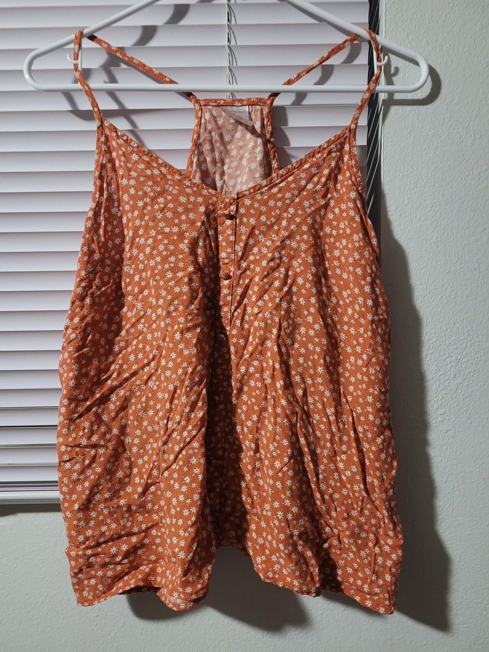 No Boundaries Rust Orange Floral Spaghetti Strap Cami